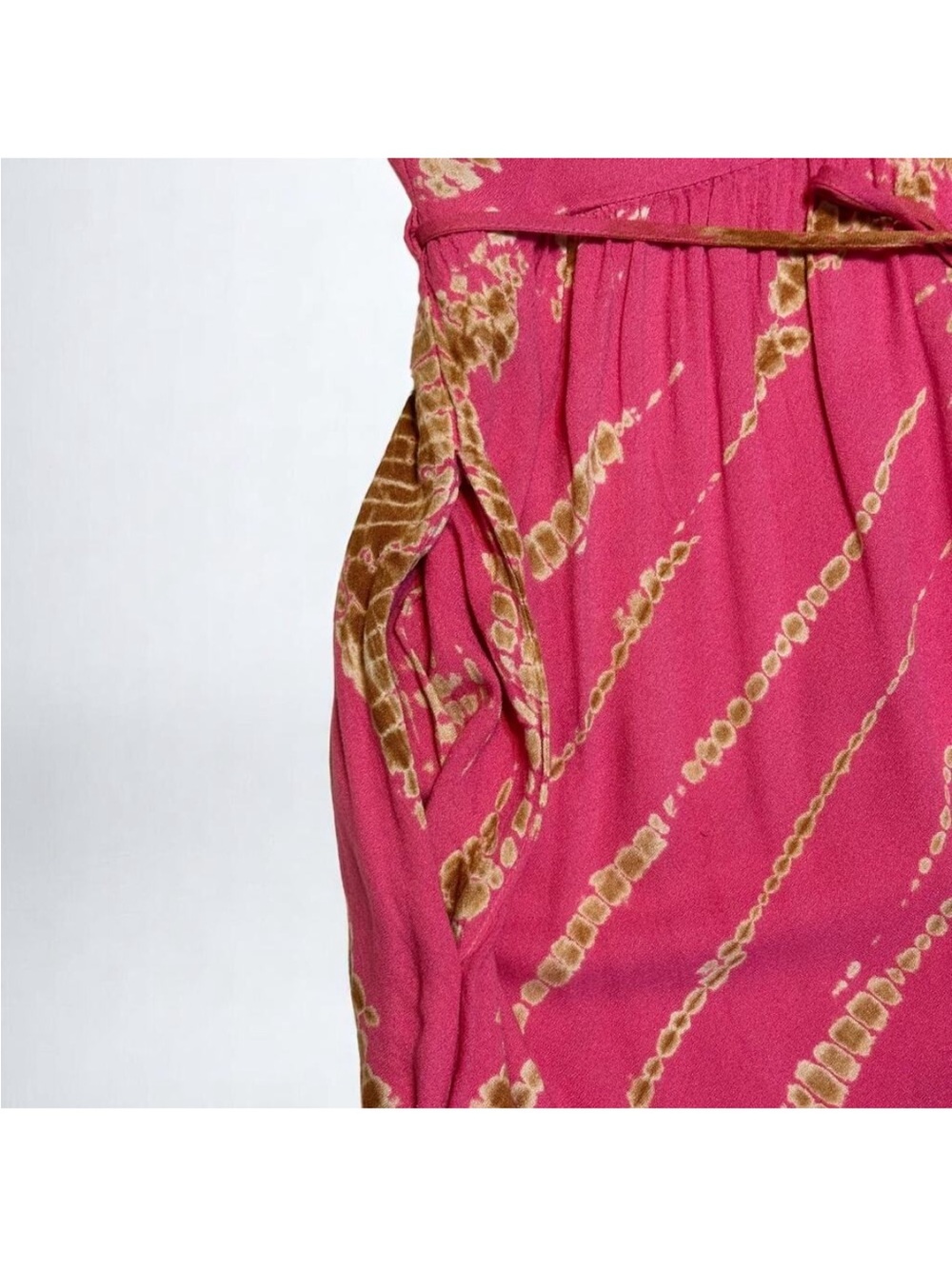 YFB Young Fabulous & Broke Boho Pink Flamingo Gold Tie-Dye Maxi Dress - Size M - Picture 4 of 6